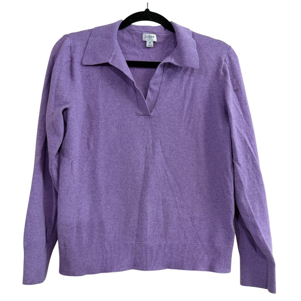 J Crew Collared Sweater Purple Size Medium Cotton EUC